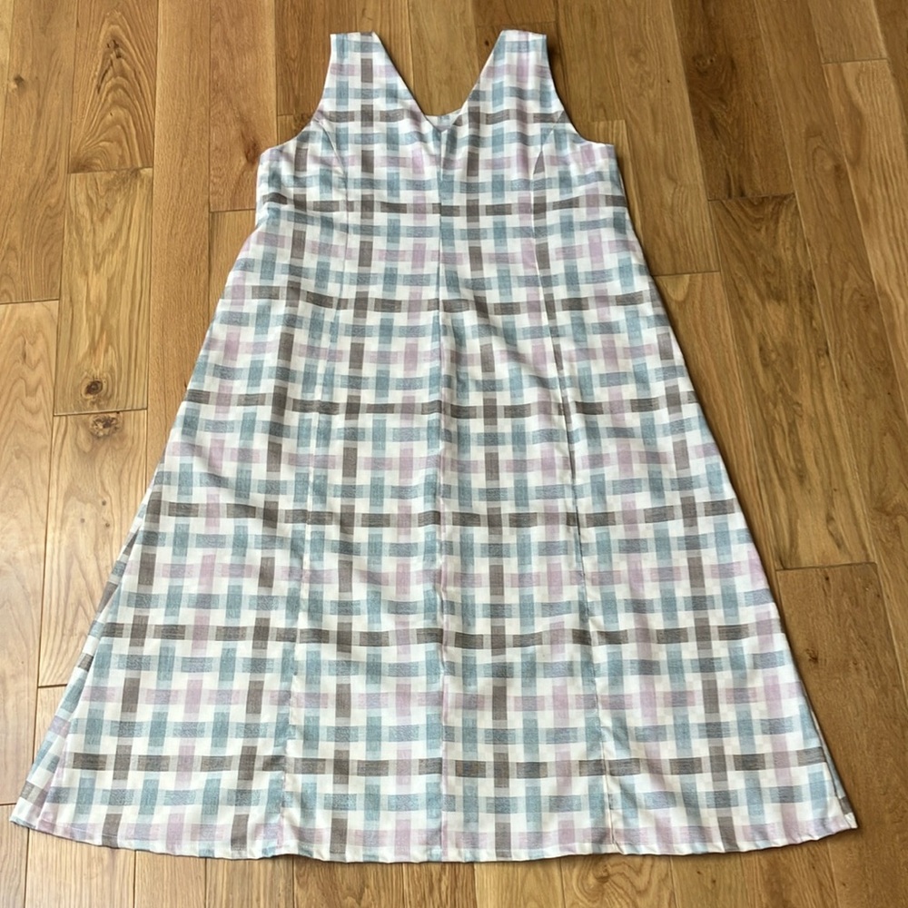Handmade Vintage Plaid Maxi Dress - basket weave pattern 2X with pockets!